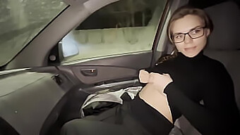 18+ Big Tits Blowjob In A Traffic Jam