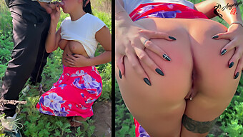 Blowjob And Creampie In The Great Outdoors With A Girl In A Dress