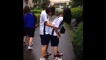 Japanese Girls Enjoy The View In This Standing Position